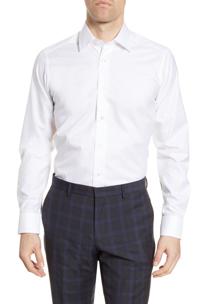 Slim Fit Superfine Twill Dress Shirt, Main, color, WHITE