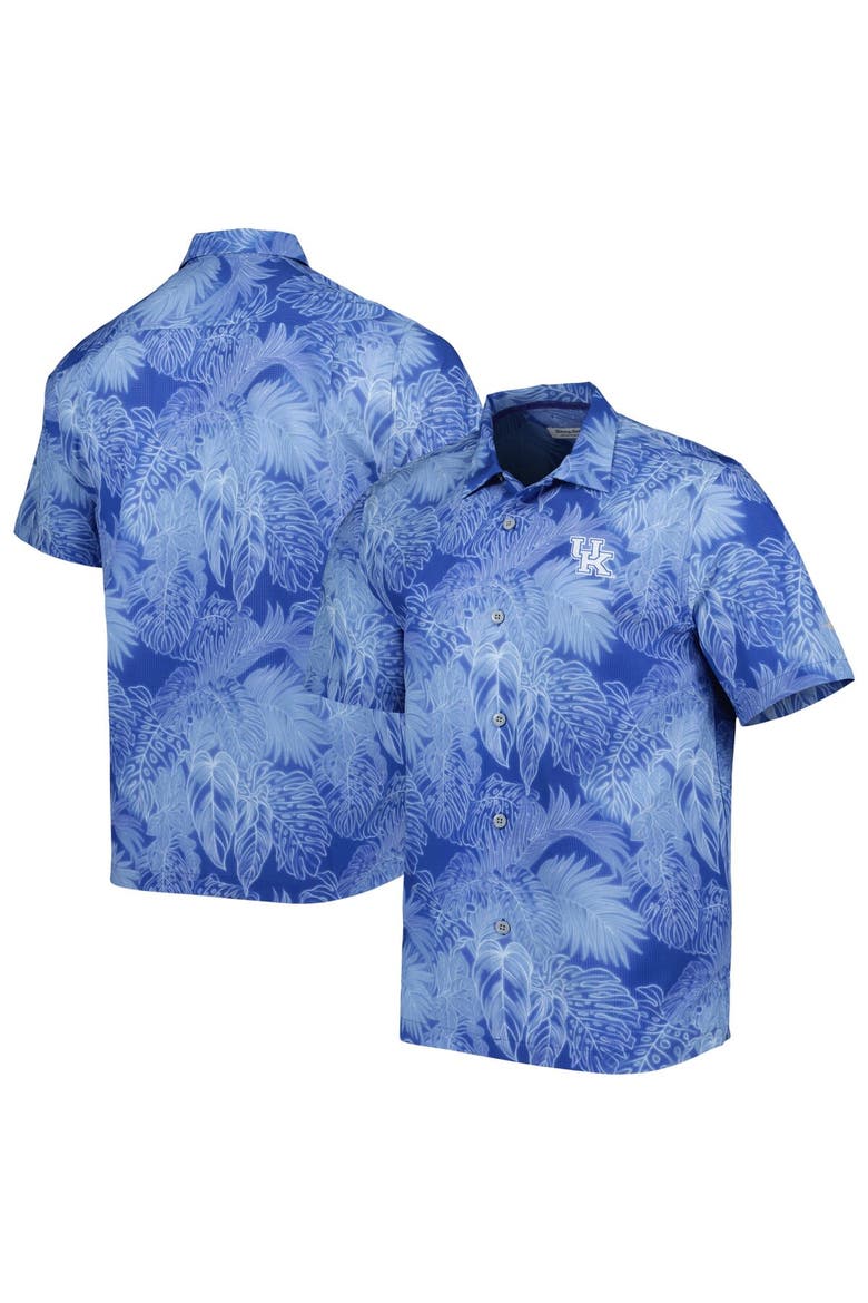 Men's Tommy Bahama Royal Kentucky Wildcats Big & Tall Coast Luminescent Fronds IslandZone Button-Up Camp Shirt, Main, color, Royal