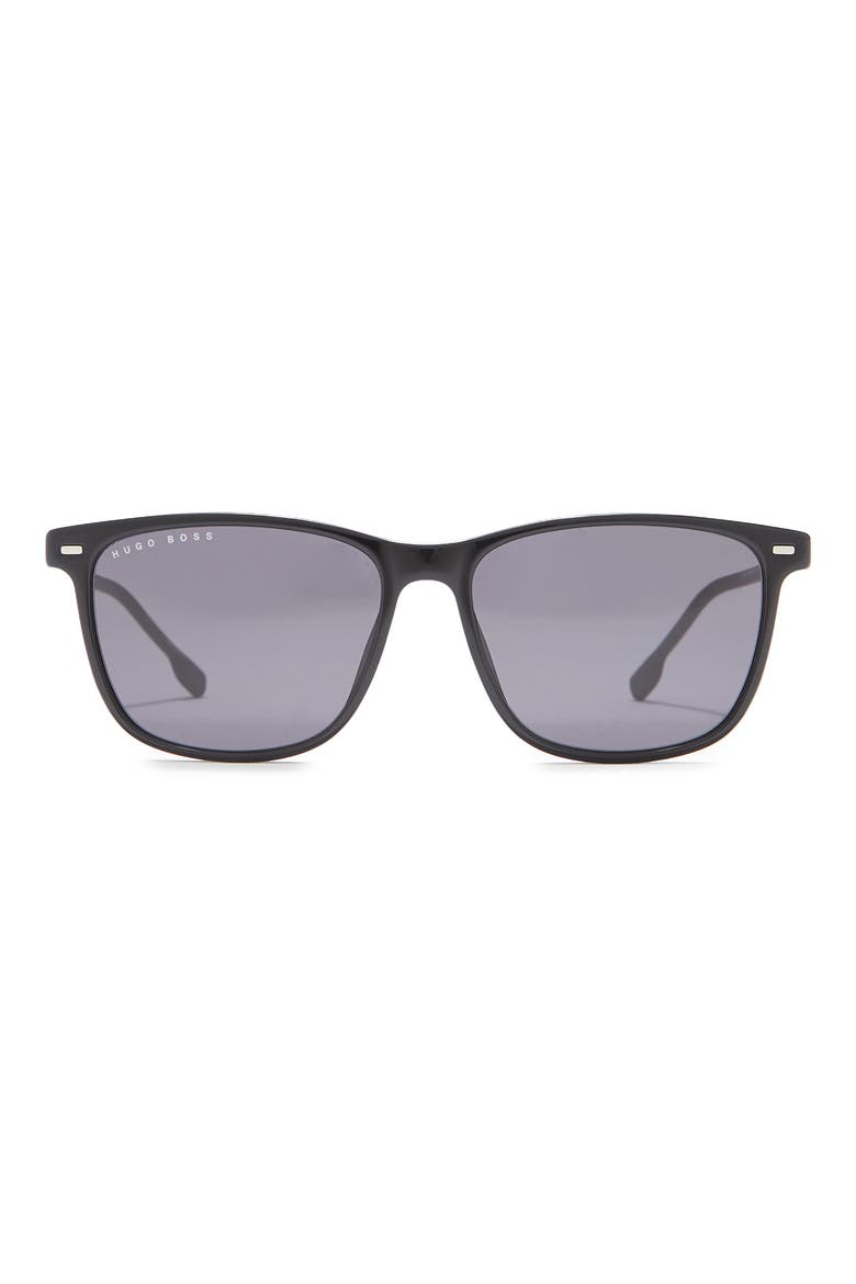 Hugo Boss 56mm Square Sunglasses, Main, color, BLACK / GREY BLUE