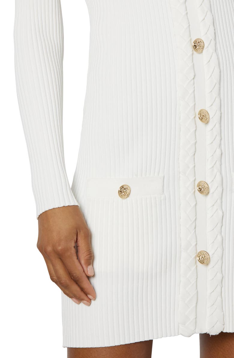 Milly Braided Placket Long Sleeve Rib Sweater Dress, Alternate, color, 