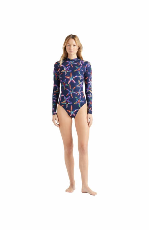 Women's Disco Stars UV Protection One-Piece Rashguard