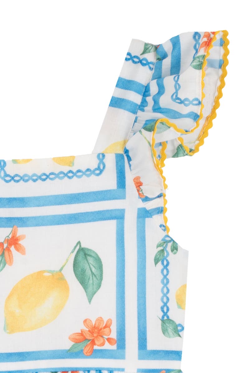 Rare Editions Kids' Printed Cotton Flutter Sleeve Dress, Alternate, color, Yellow