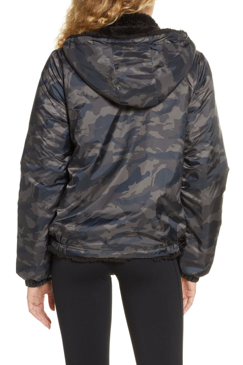 Reversible Faux Shearling Puffer Jacket, Alternate, color, BLACK CAMO PRINT