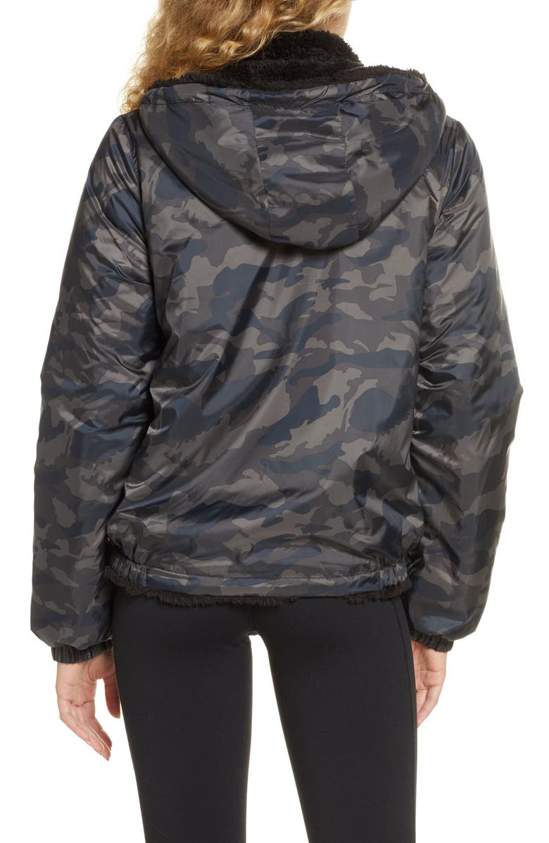 Zella Reversible Faux Shearling Puffer Jacket, Alternate, color, 