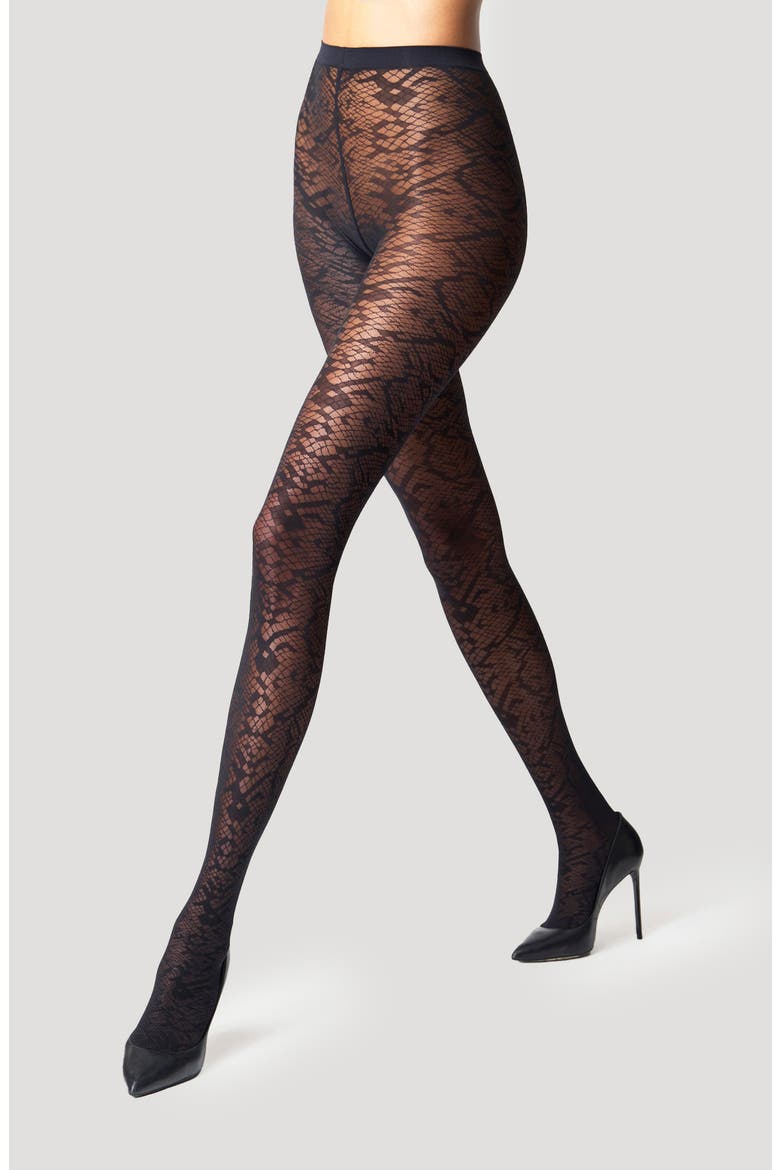 Snakeskin Tights, Main, color, BLACK
