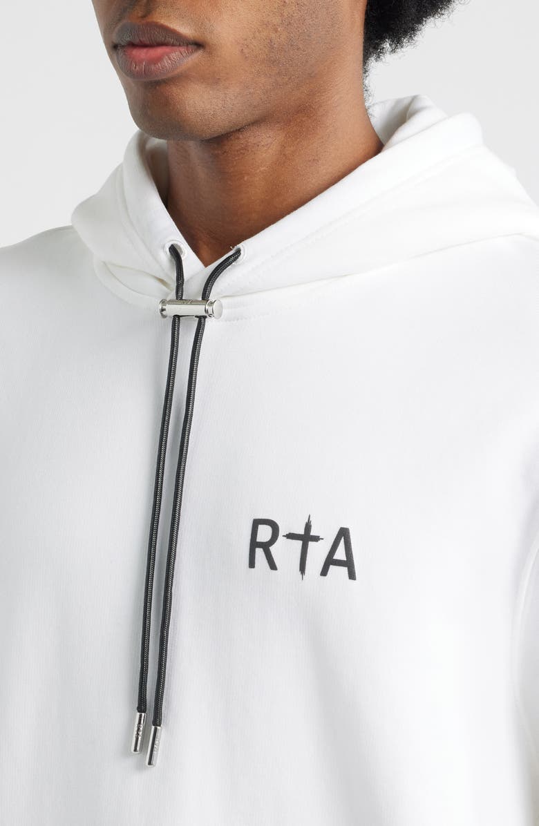 RtA Dion Cross Logo Graphic Hoodie, Alternate, color, White Black Cross