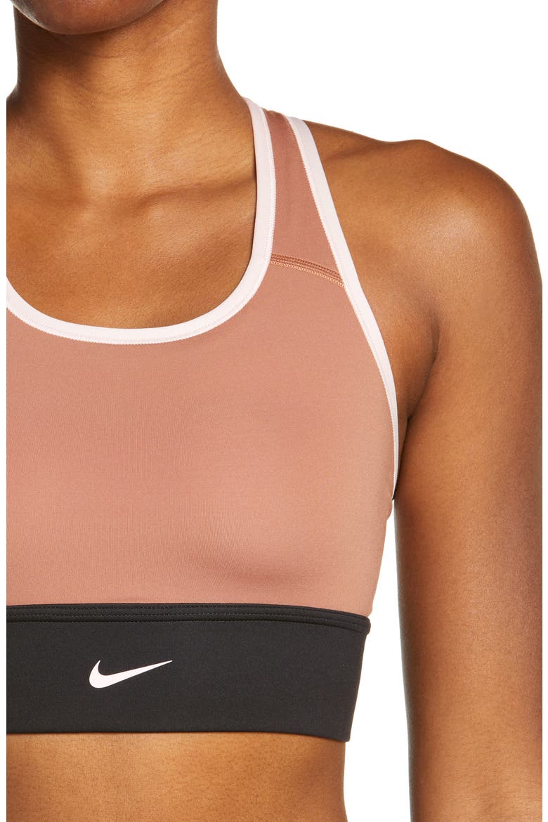 Dri-FIT Swoosh Padded Longline Sports Bra, Alternate, color, MINERAL CLAY/ ATMOSPHERE