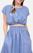 Blu Pepper Floral Embroidered Crop Top