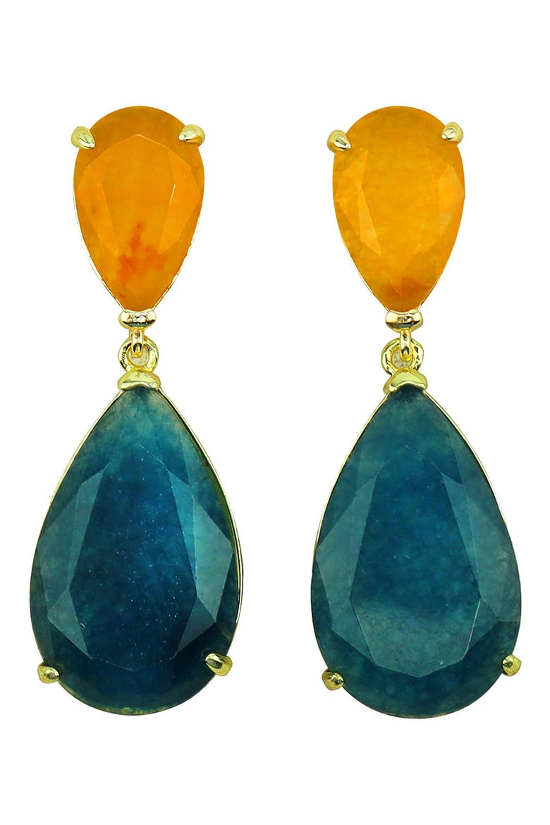 Crystal Drop Earrings, Main, color, TEAL
