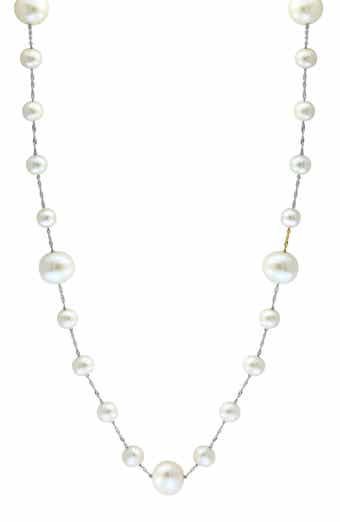 14k Gold Cultured Pearl Station Necklace