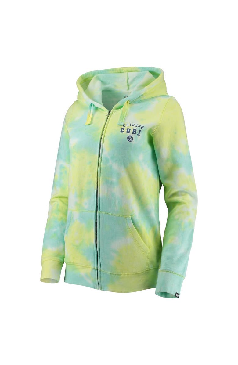 New Era Women's New Era White Chicago Cubs Tie-Dye Full-Zip Hoodie, Alternate, color, White