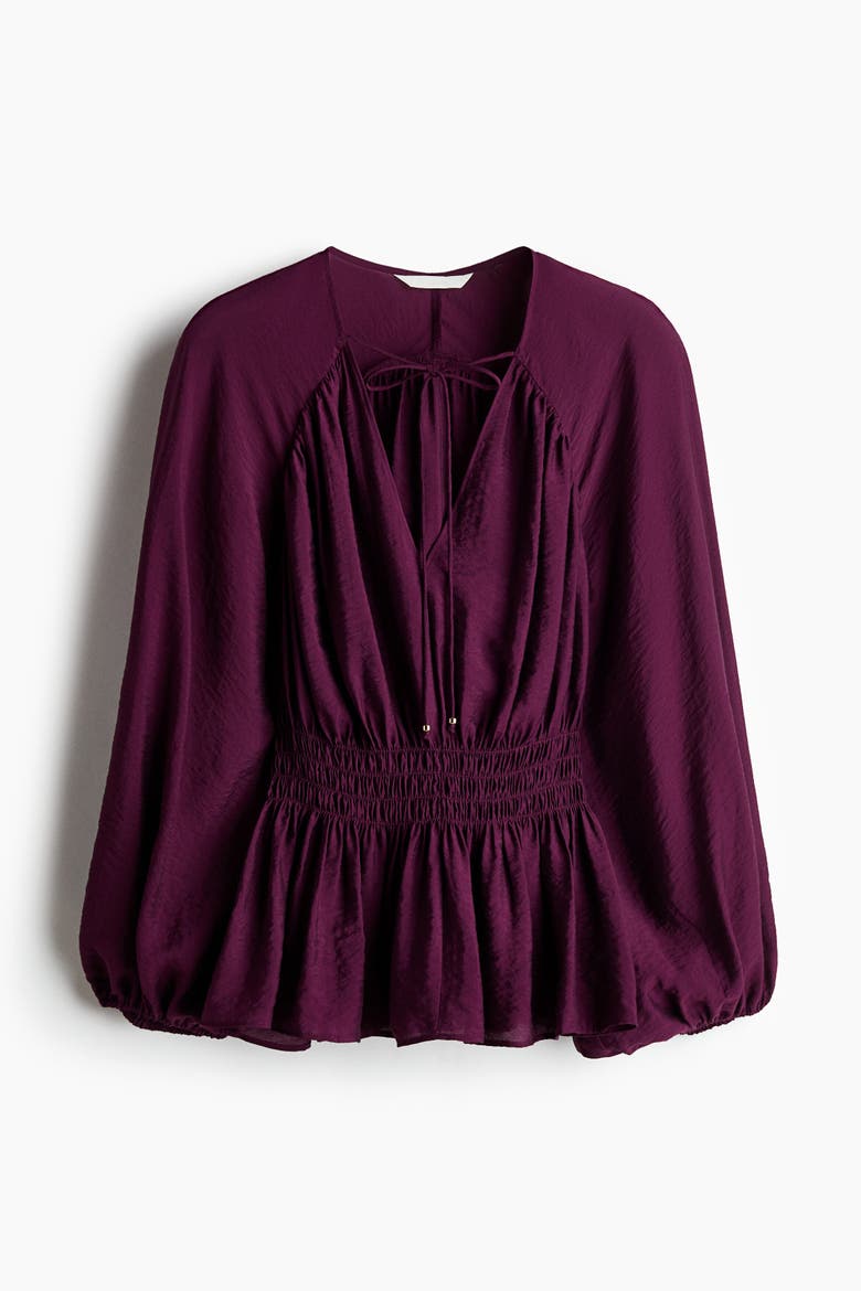 Smocked Blouse, Alternate, color, Dark purple