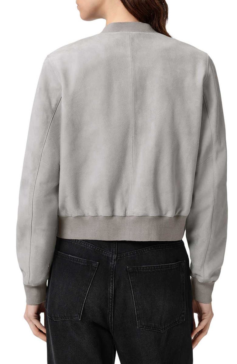 AllSaints Orten Suede Bomber Jacket, Alternate, color, Light Grey