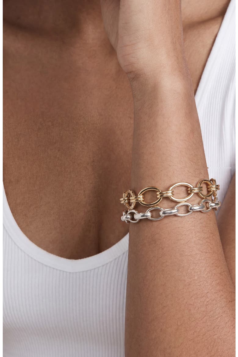 Mixed Metal Chain Bracelet, Alternate, color, MIXED METAL