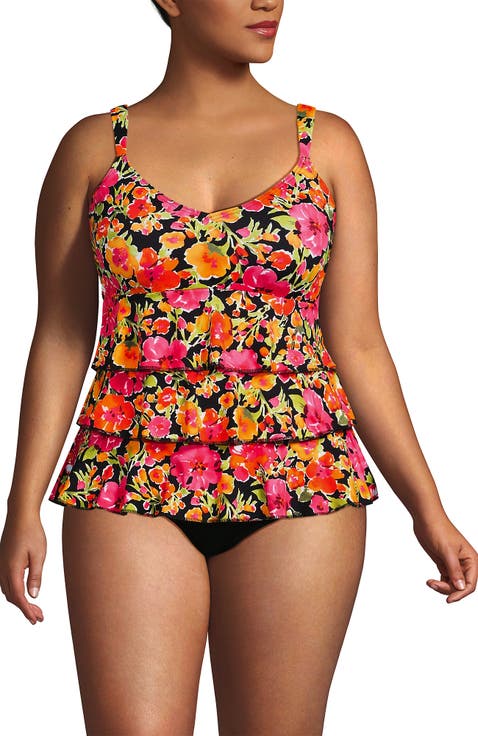 Plus Size Ruffle Fauxkini One Piece Swimsuit