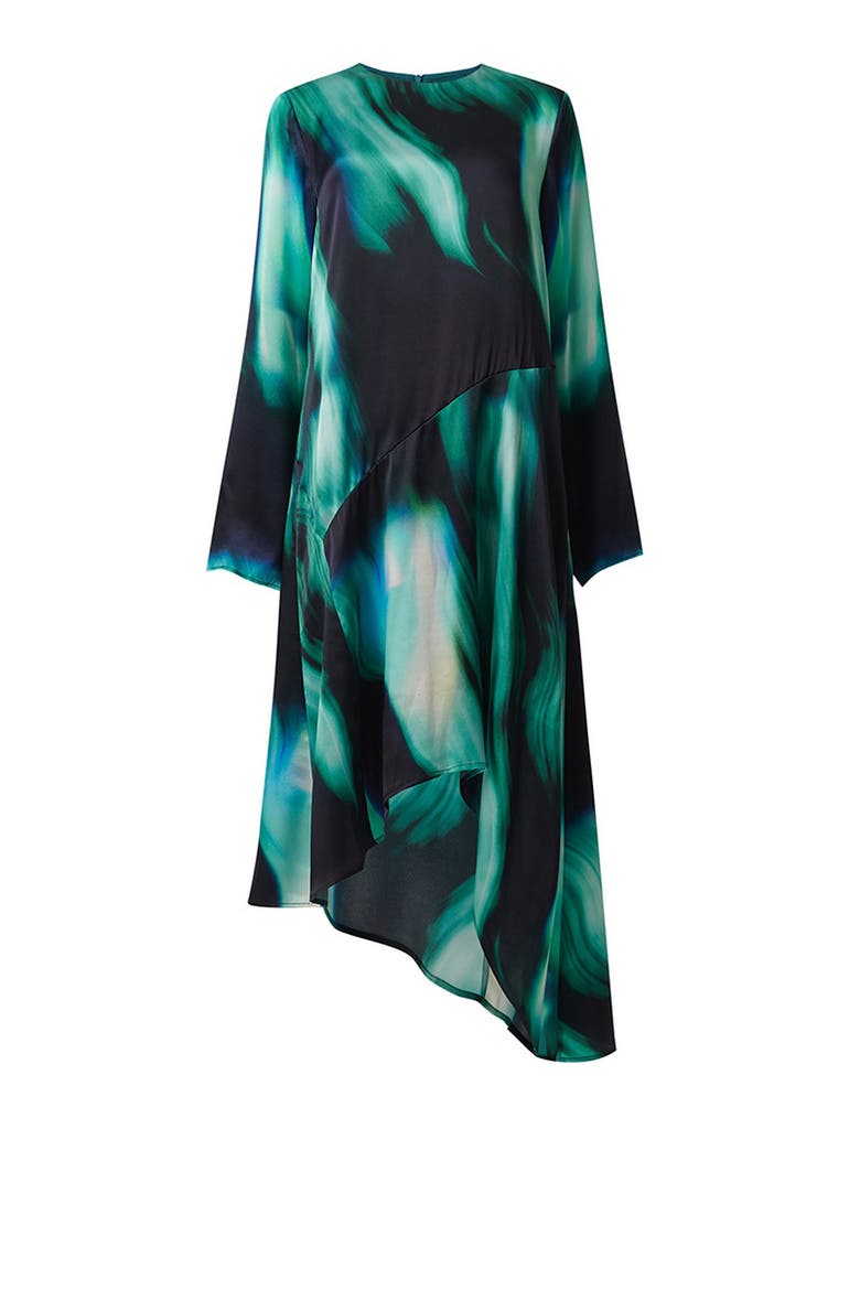 Printed Paneled Dress, Main, color, Green