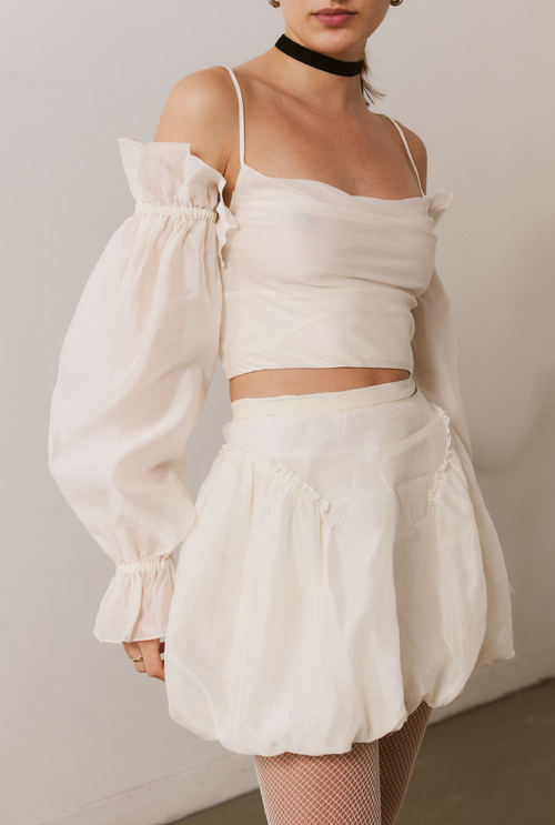 Saemdi Bubble Mini Skirt In Cream