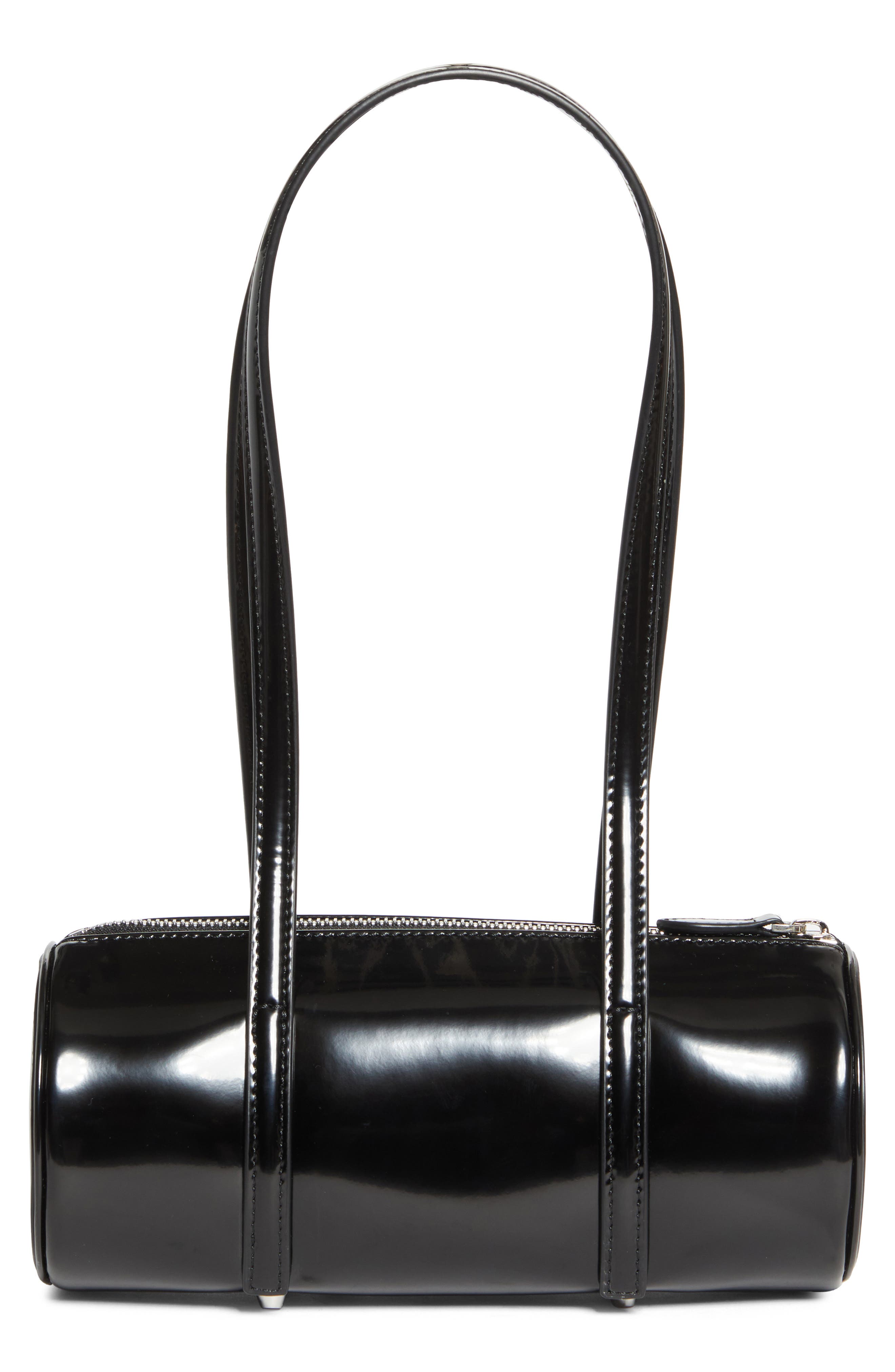 Sandy Liang Pencil Case Leather Handbag, Alternate, color, Black