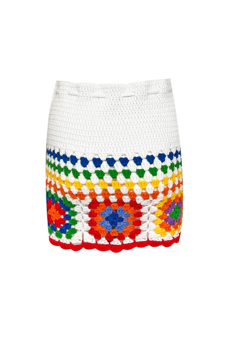 Kids' Floral Pattern Hand-Crochet Skirt-Cover Up, Alternate, color, White