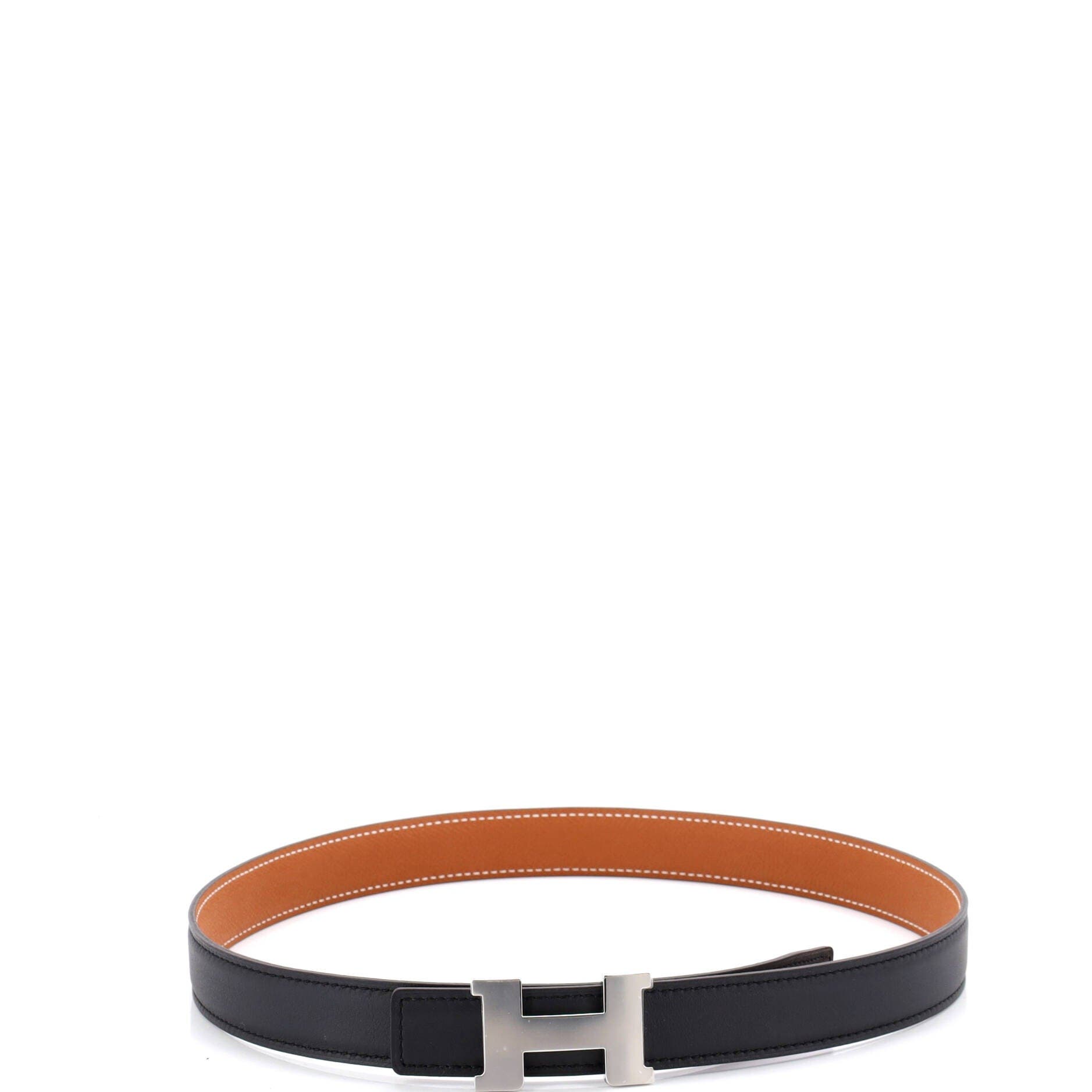 Pre-Owned Hermes Constance Reversible Belt Leather Thin, Alternate, color, Black