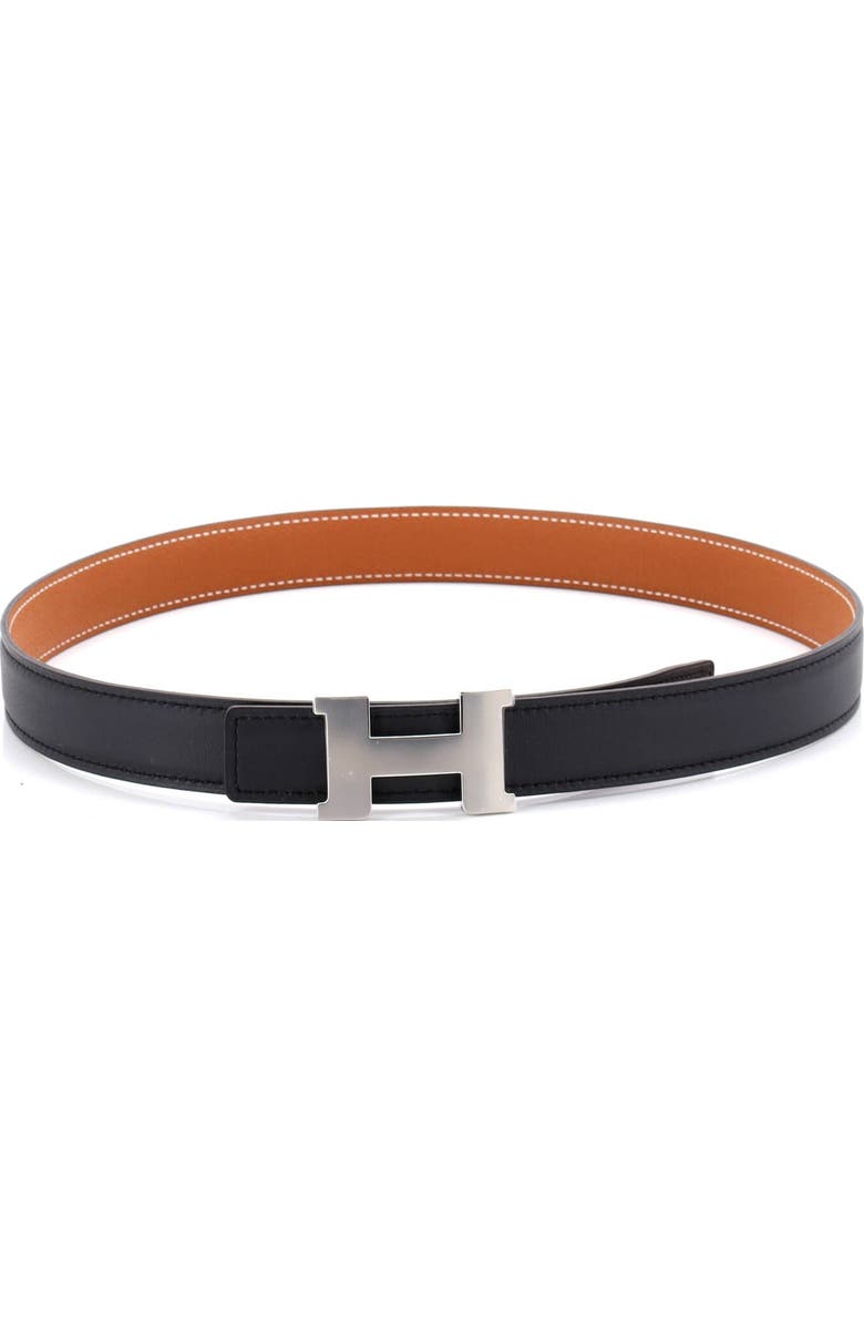 Pre-Owned Hermes Constance Reversible Belt Leather Thin, Alternate, color, Black