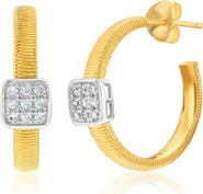 SUZY LEVIAN Golden Helix Pavé Cubic Zirconia Huggie Hoop Earrings