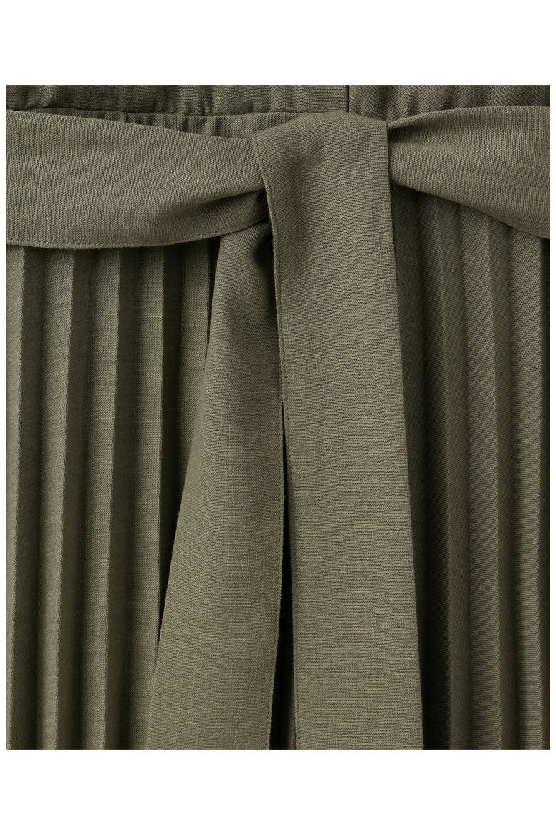 Pleated Tie Waist Maxi Shirtdress, Alternate, color, KHAKI GREEN