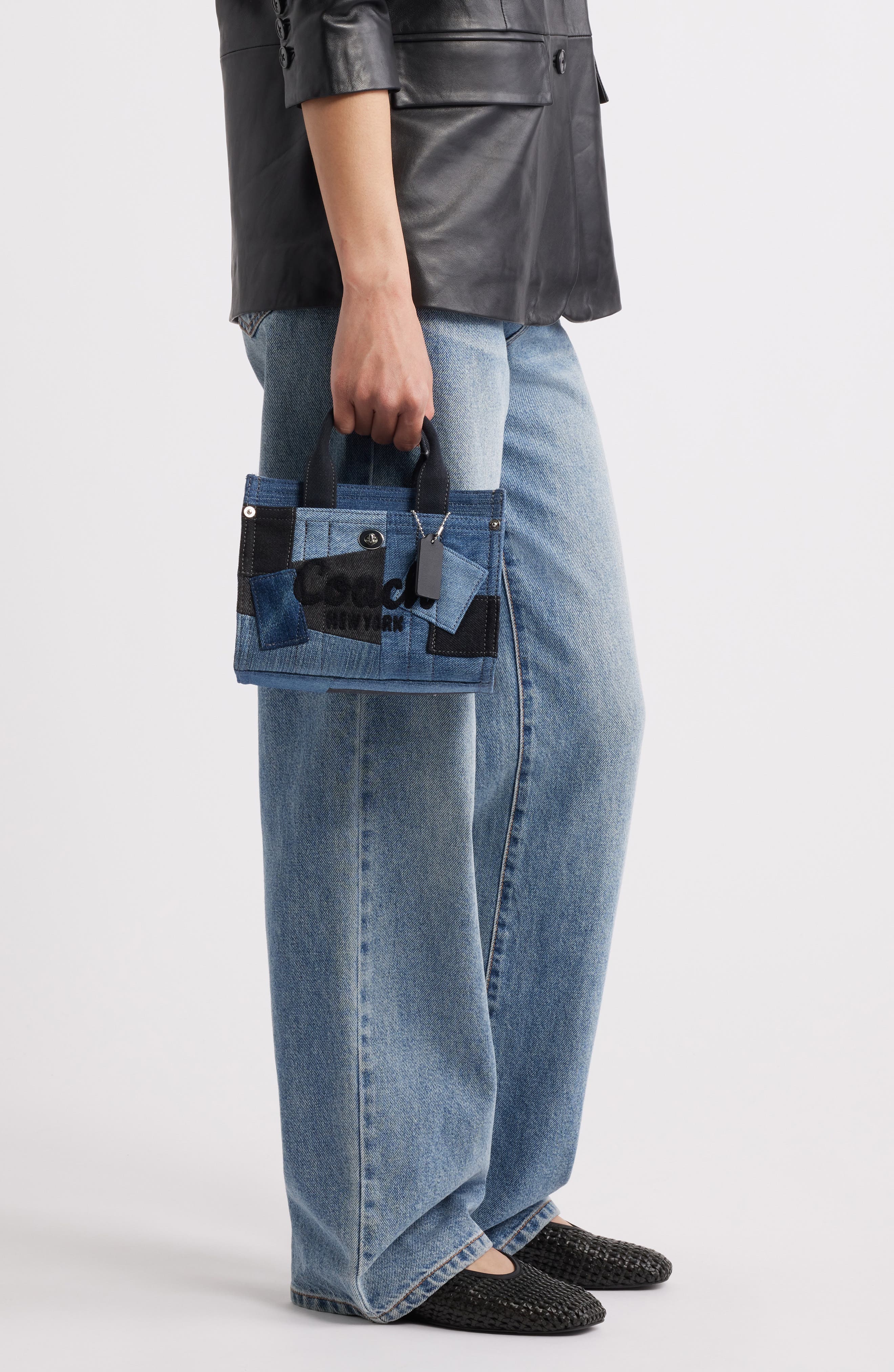 COACH Patchwork Denim Cargo Tote 20, Alternate, color, 