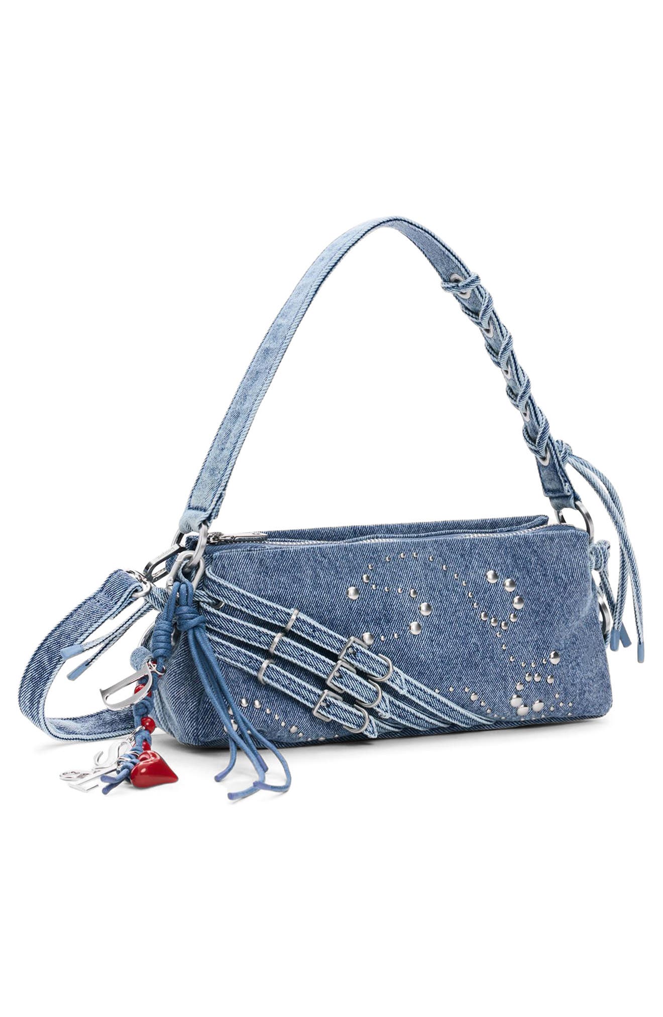 Small Denim Shoulder Bag, Alternate, color, LIGHT BLUE
