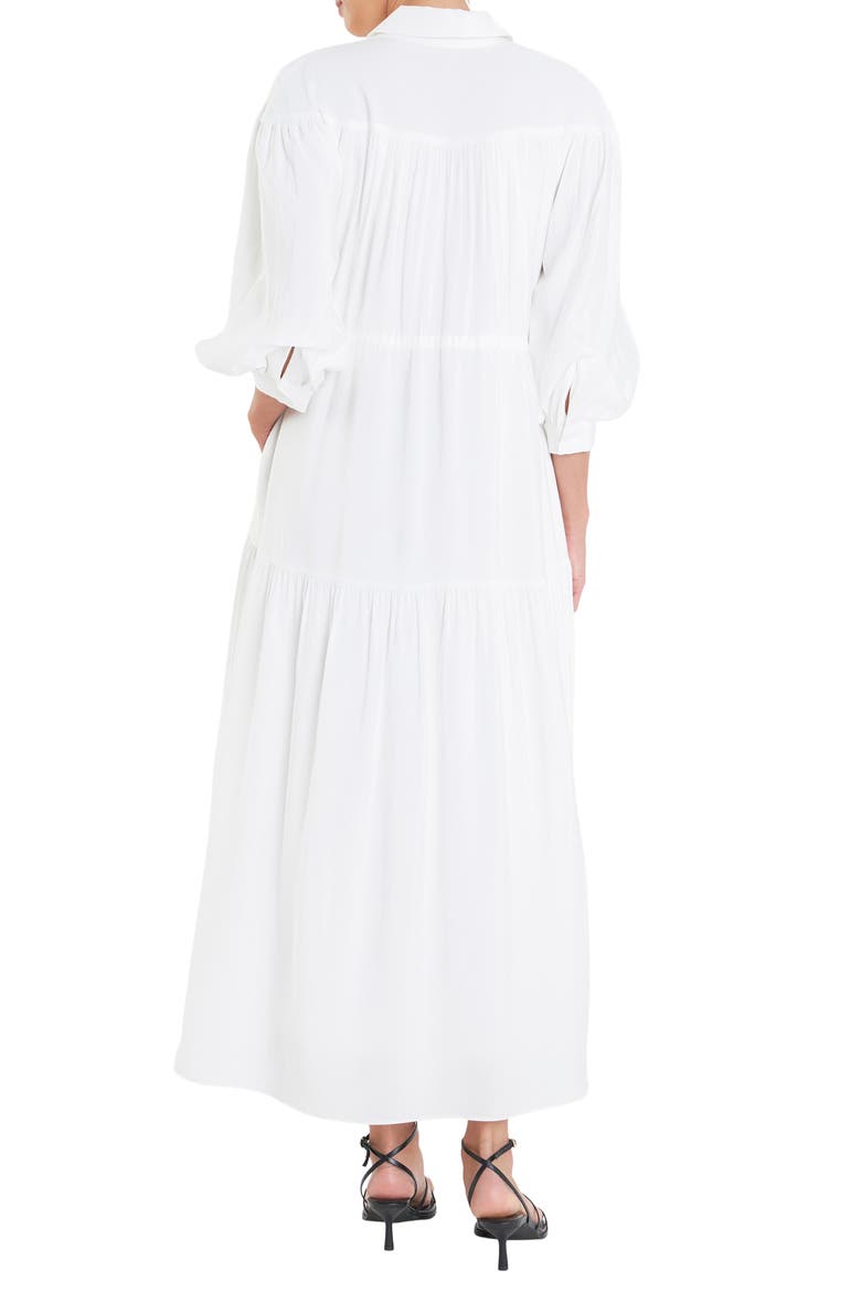 Drawstring Waist Maxi Shirtdress, Alternate, color, WHITE