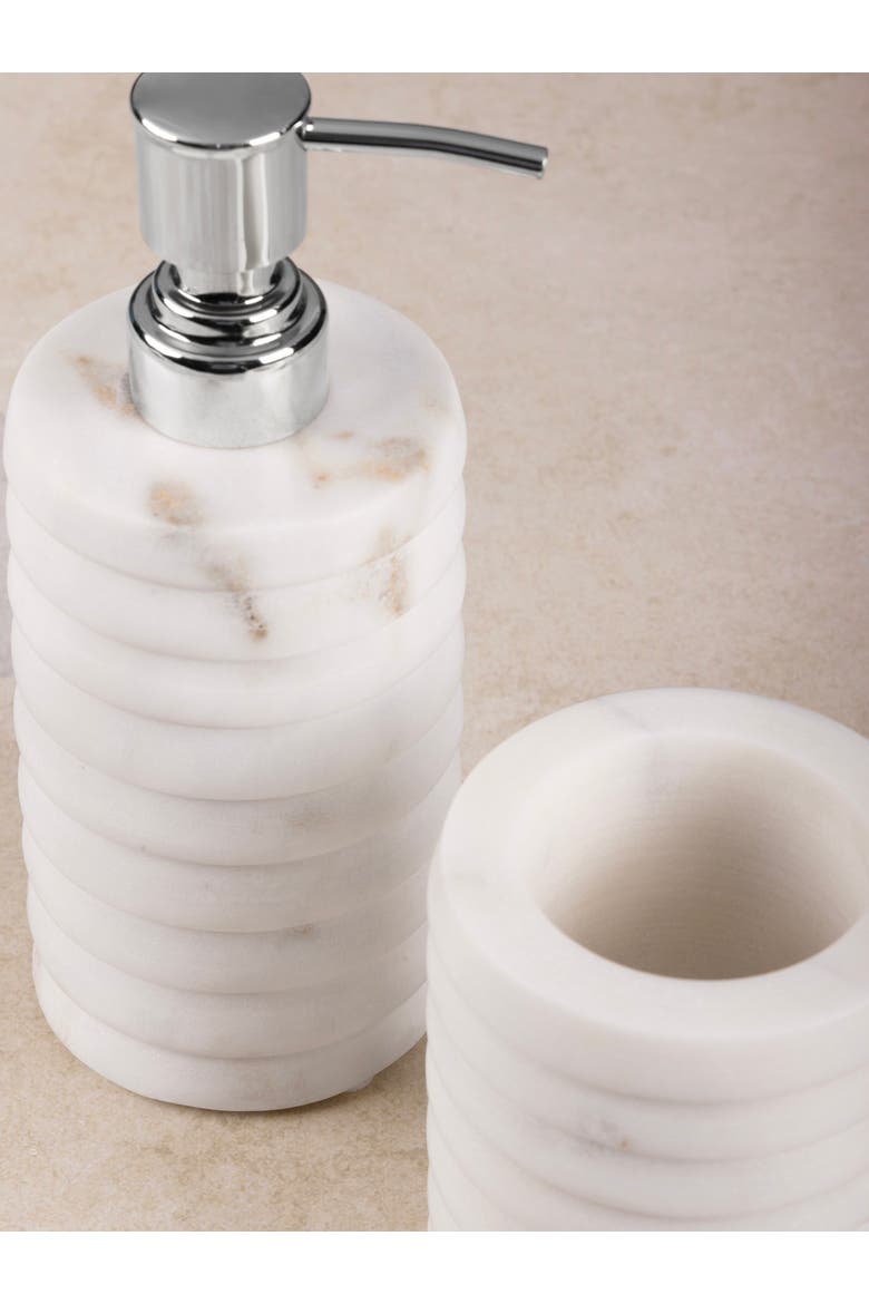 Raavi Marble Lotion Dispenser & Tumbler Set, Alternate, color, Ivory White