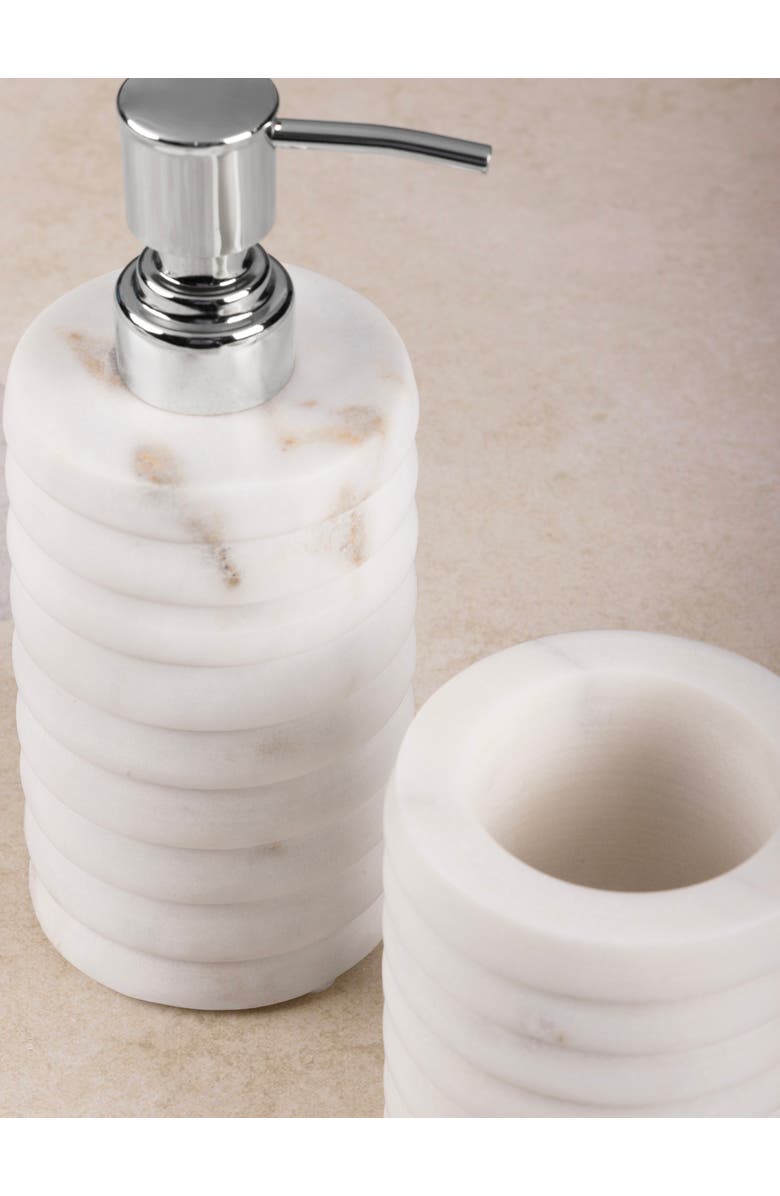 GAURI KOHLI Raavi Marble Lotion Dispenser & Tumbler Set, Alternate, color, Ivory White