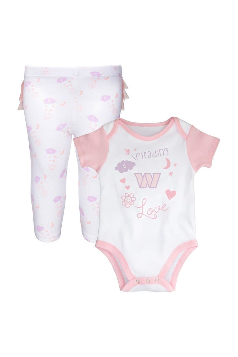 Girls Newborn & Infant White Washington Commanders Spreading Love Bodysuit and Tutu Leggings Set, Main, color, White