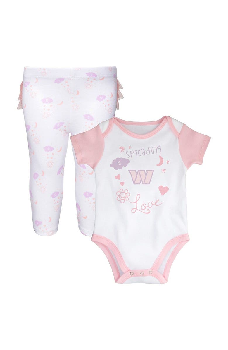 Outerstuff Girls Newborn & Infant White Washington Commanders Spreading Love Bodysuit and Tutu Leggings Set, Main, color, White