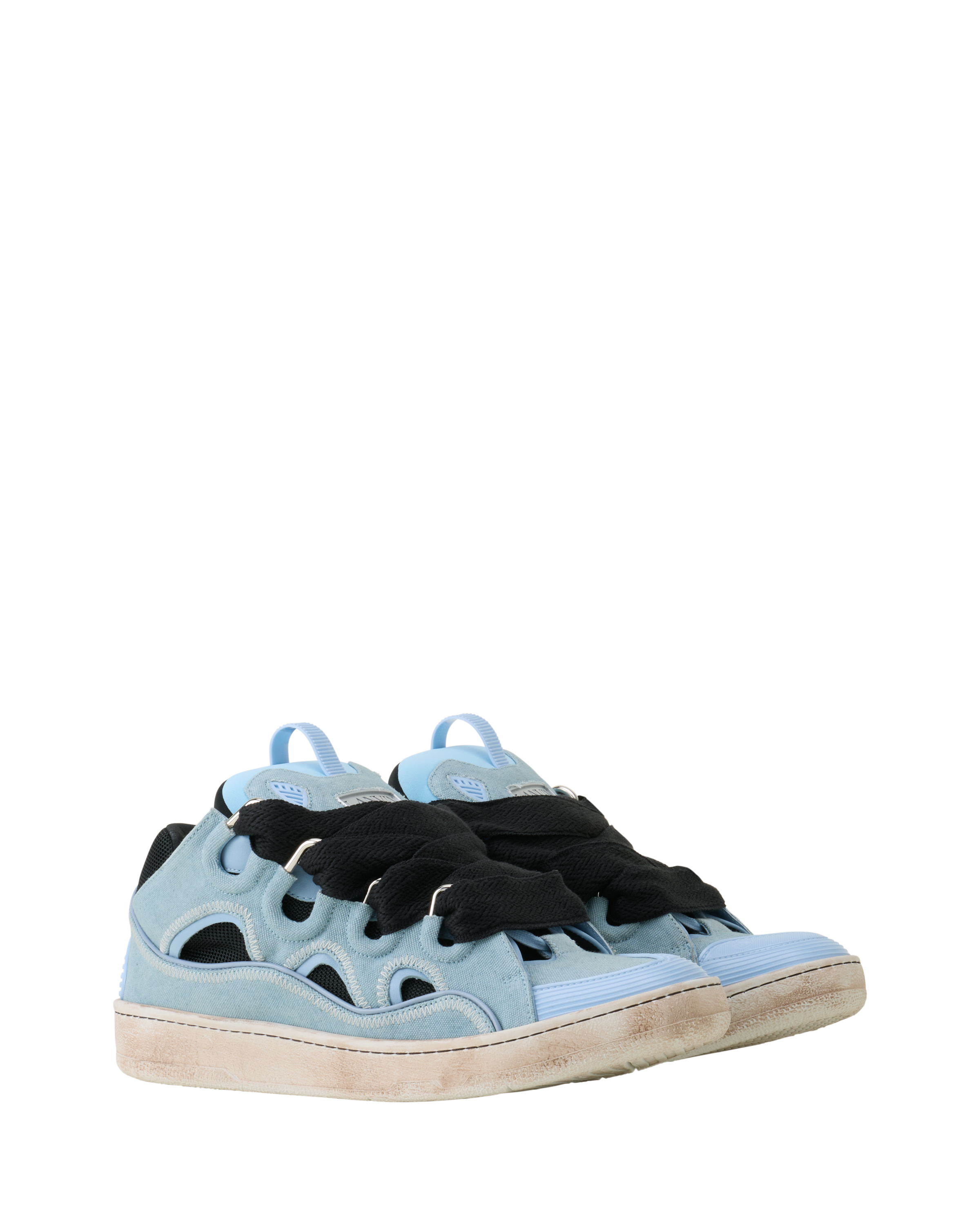 Lanvin Curb Canvas Sneakers, Alternate, color, Blue/Amber