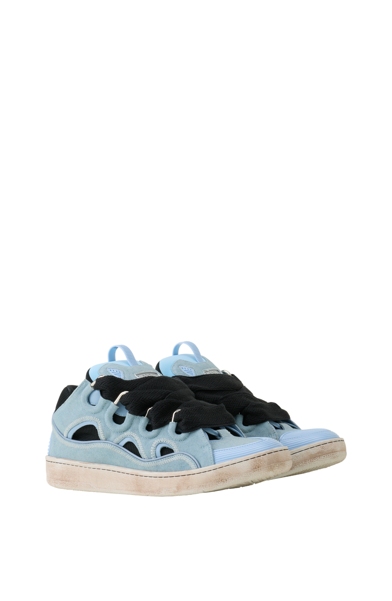 Lanvin Curb Canvas Sneakers, Alternate, color, Blue/Amber