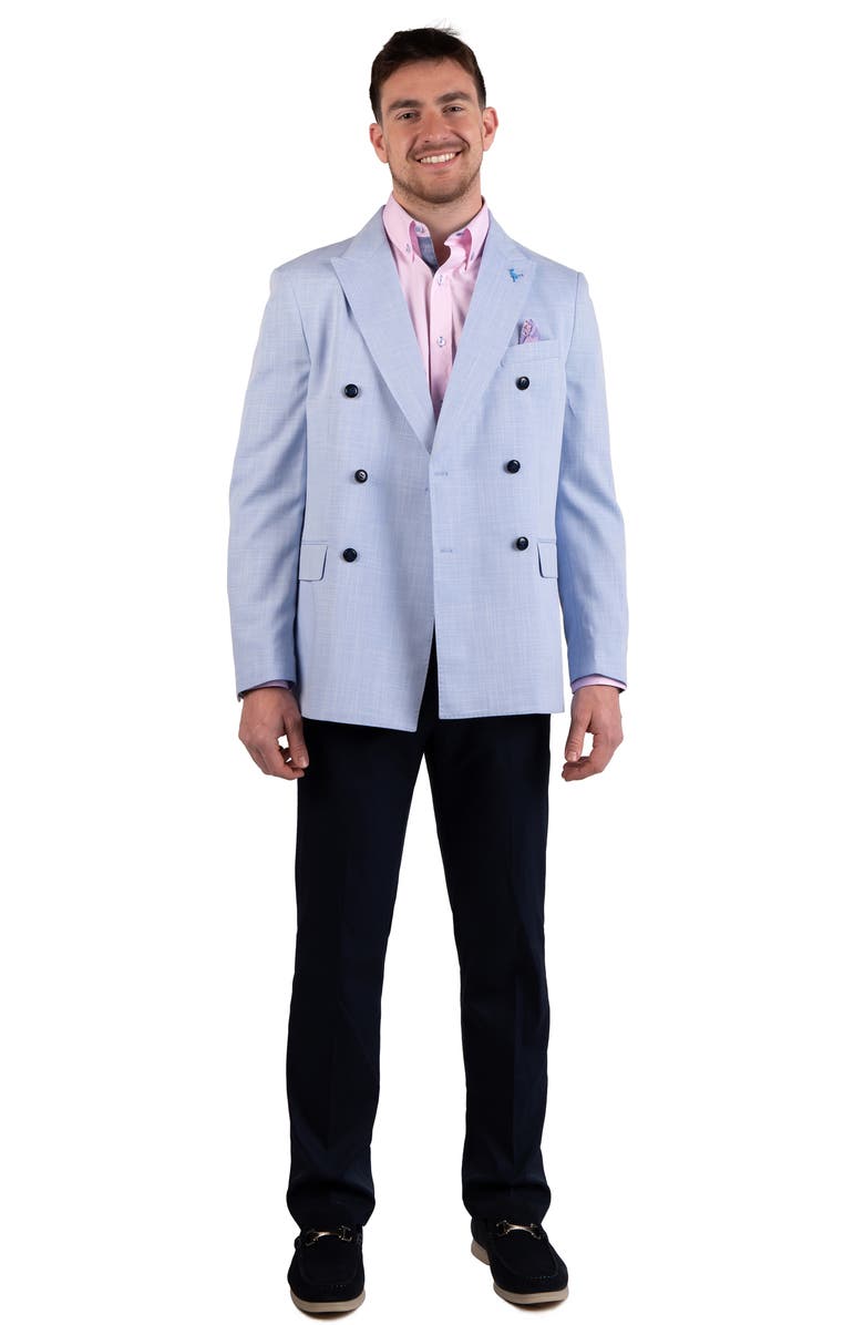 TailorByrd Textured Slub Double Breasted Sport Coat, Alternate, color, Light Blue