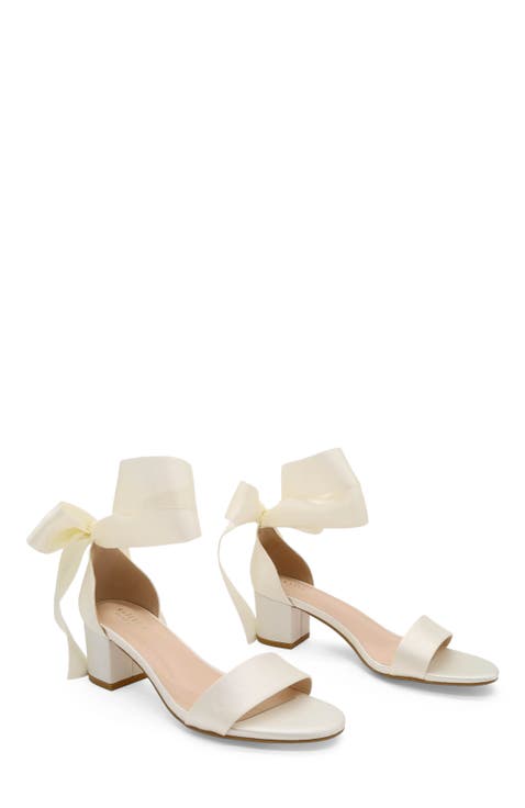 Naomi Satin Block Heel Sandal with Satin Wrapped Tie