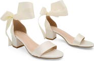 Kailee P Naomi Satin Block Heel Sandal with Satin Wrapped Tie