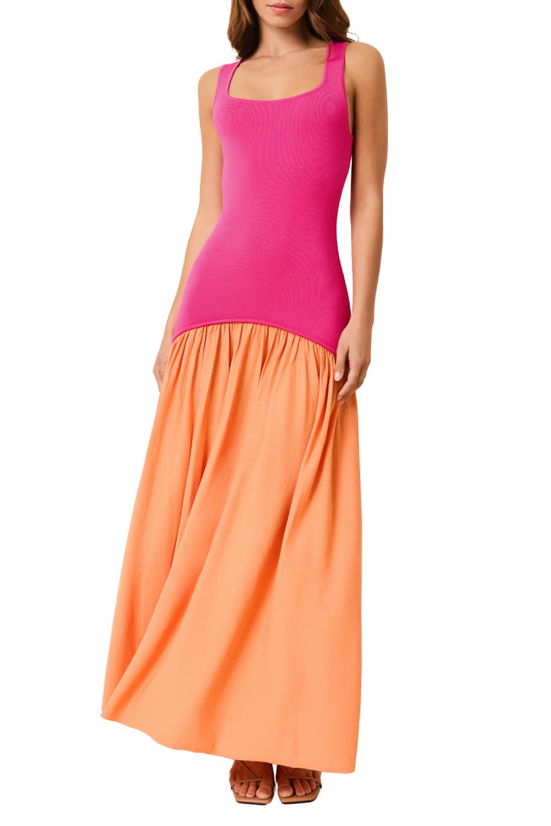 The Camila Two-Tone Dress, Main, color, ORANGE SODA X PARADISE PINK