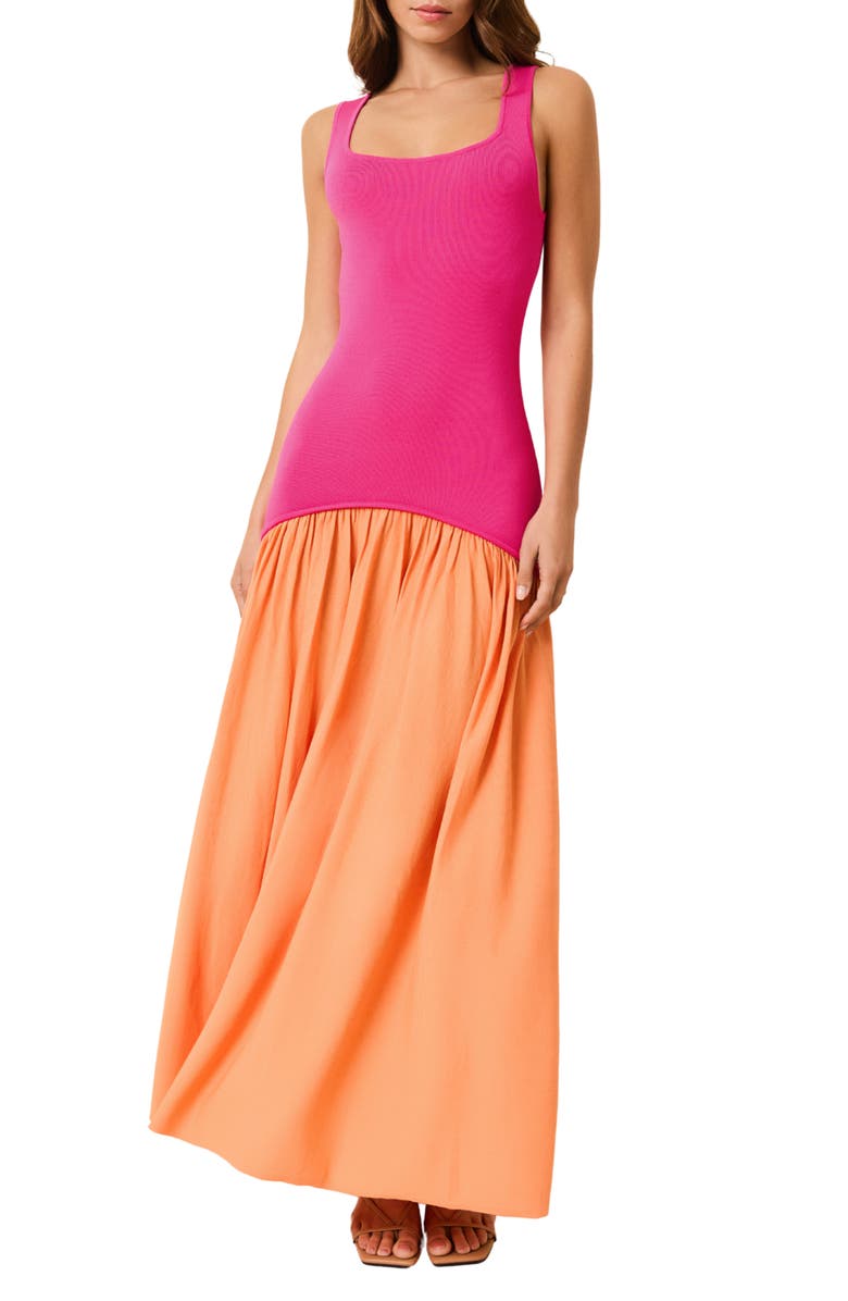 Solid & Striped The Camila Two-Tone Dress, Main, color, Orange Soda X Paradise Pink