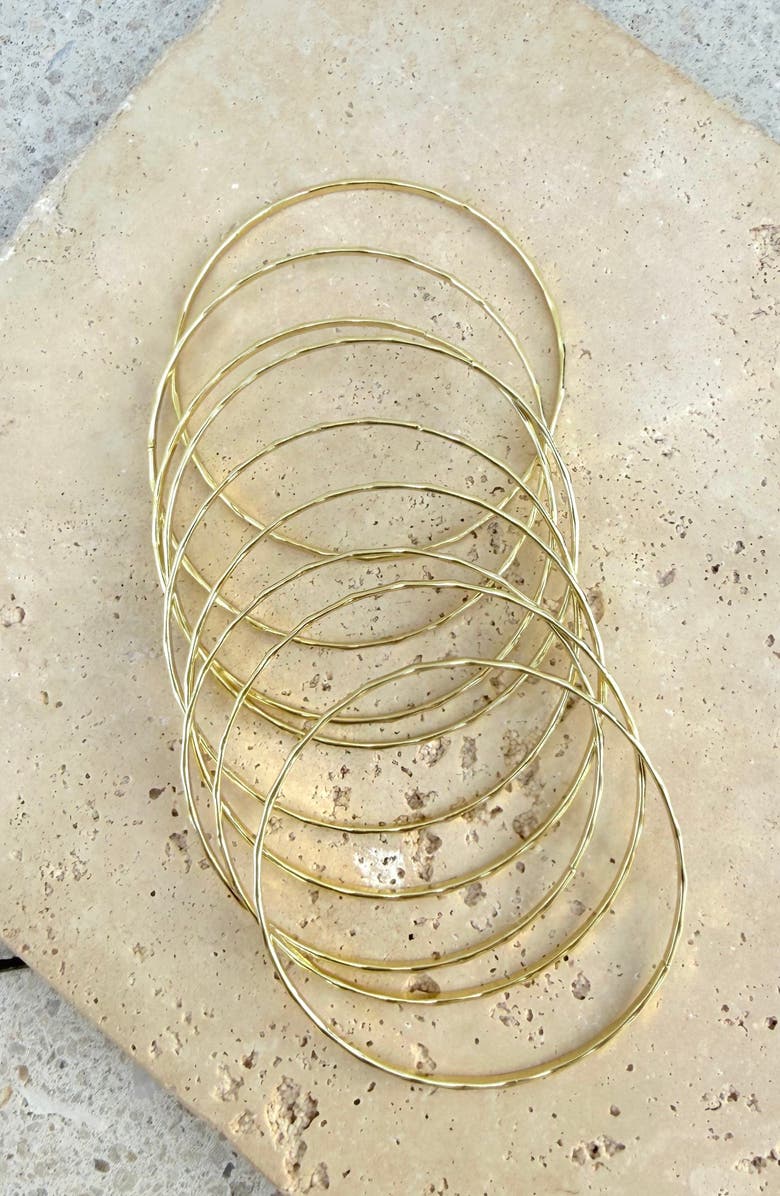 Adornia Set of 9 Thin Bangle Bracelets, Alternate, color, Gold