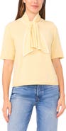 CeCe Tipped Tie Neck Sweater