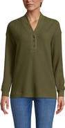 Lands
 End Long Sleeve Waffle Shawl Collar Henley