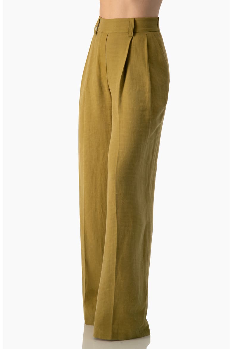 Fluid High-Waist Wide-Leg Woven Pleated Trousers, Alternate, color, Green