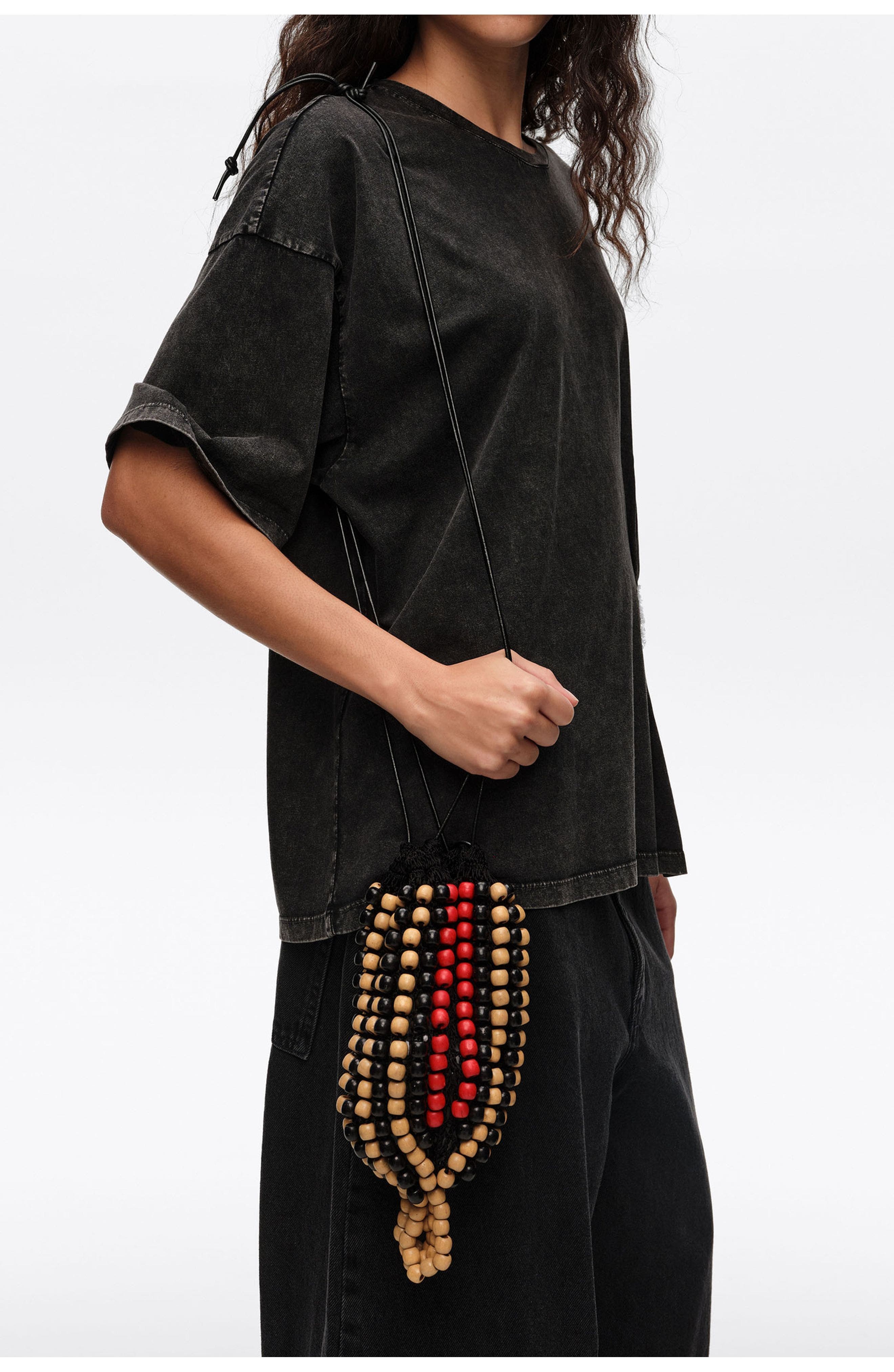 Bimba y Lola Crochet Mini Bag, Alternate, color, Black