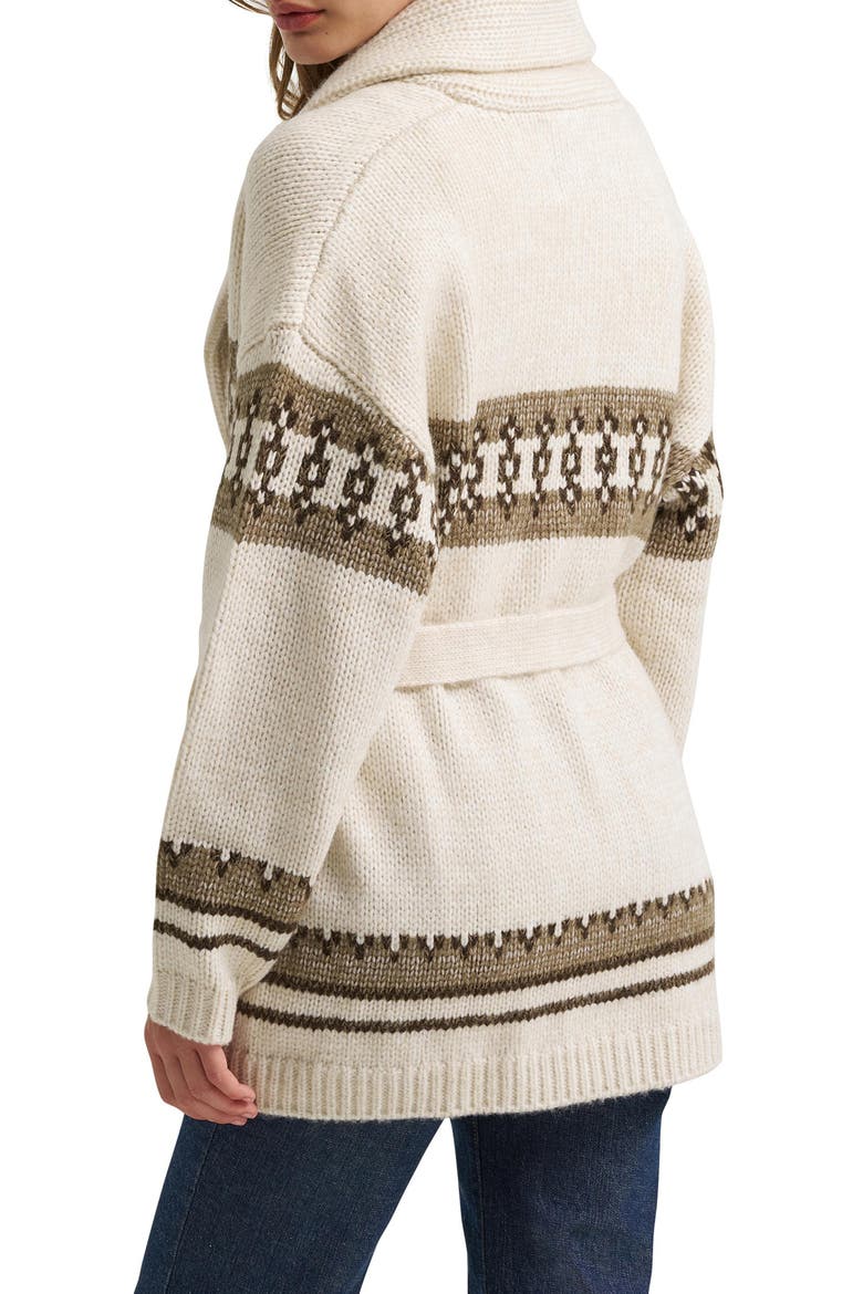 Patterned Belted Cardigan, Alternate, color, IVORY