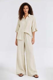 Monlicia Ciel 100% Linen High-Waist Wide-Leg Pants