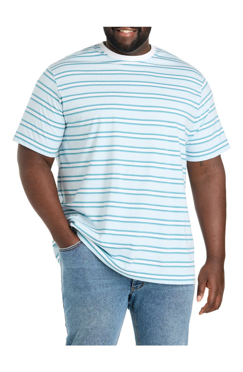 Harbor Bay by DXL Big & Tall Moisture-Wicking Striped T-Shirt V3, Main, color, Adriatic Blue