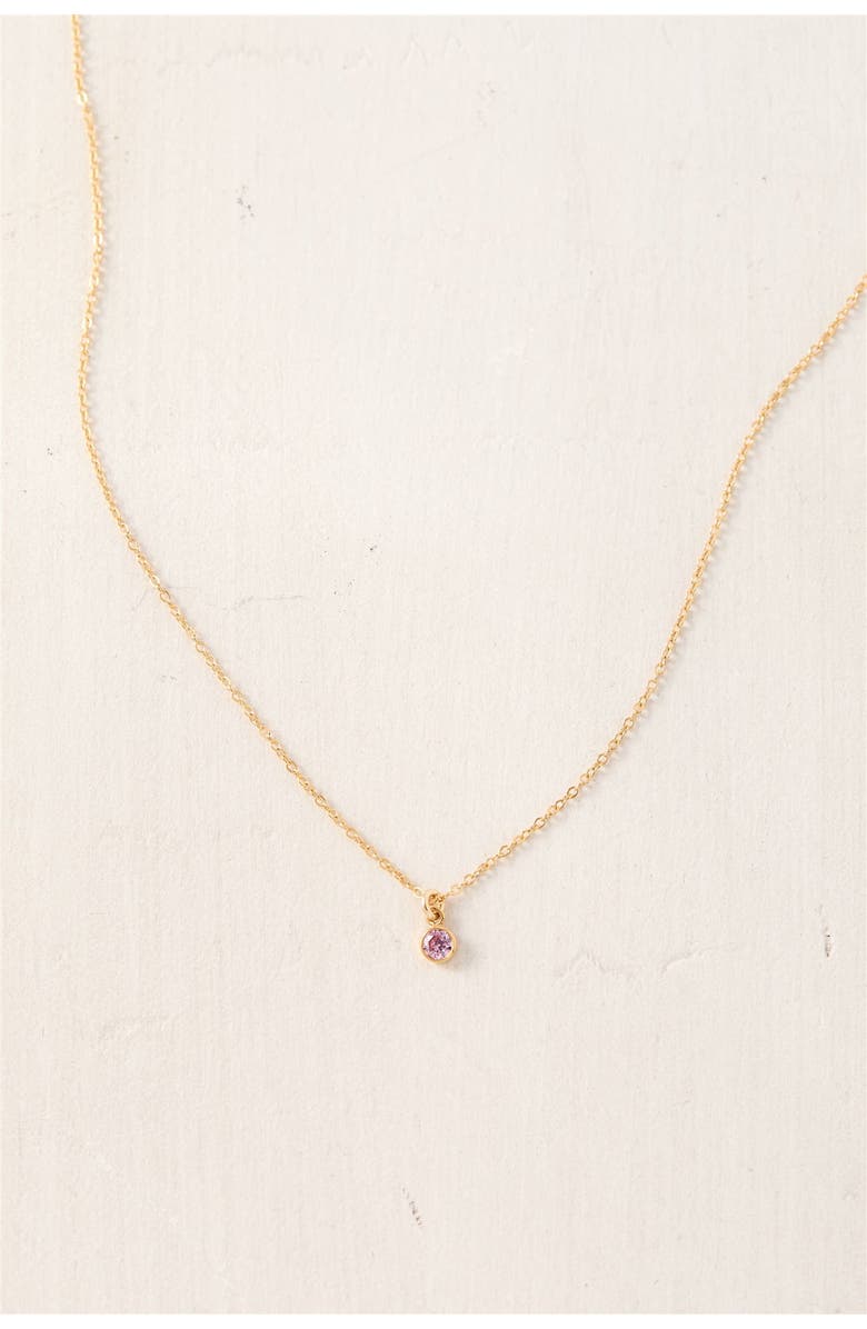 Set & Stones Birthstone Charm Necklace, Alternate, color, Gold / March